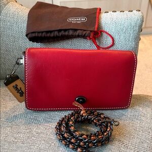 COACH 1941 Dinky Color Block Red Ombré/Chalk/Oxblood Convertible Strap Xbody